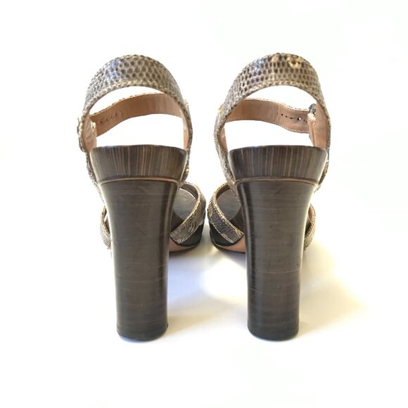 Salvatore Ferragamo Fondente Lizard Heels Pumps Sandals Womens 36 6 Brown Tan - Picture 9 of 12